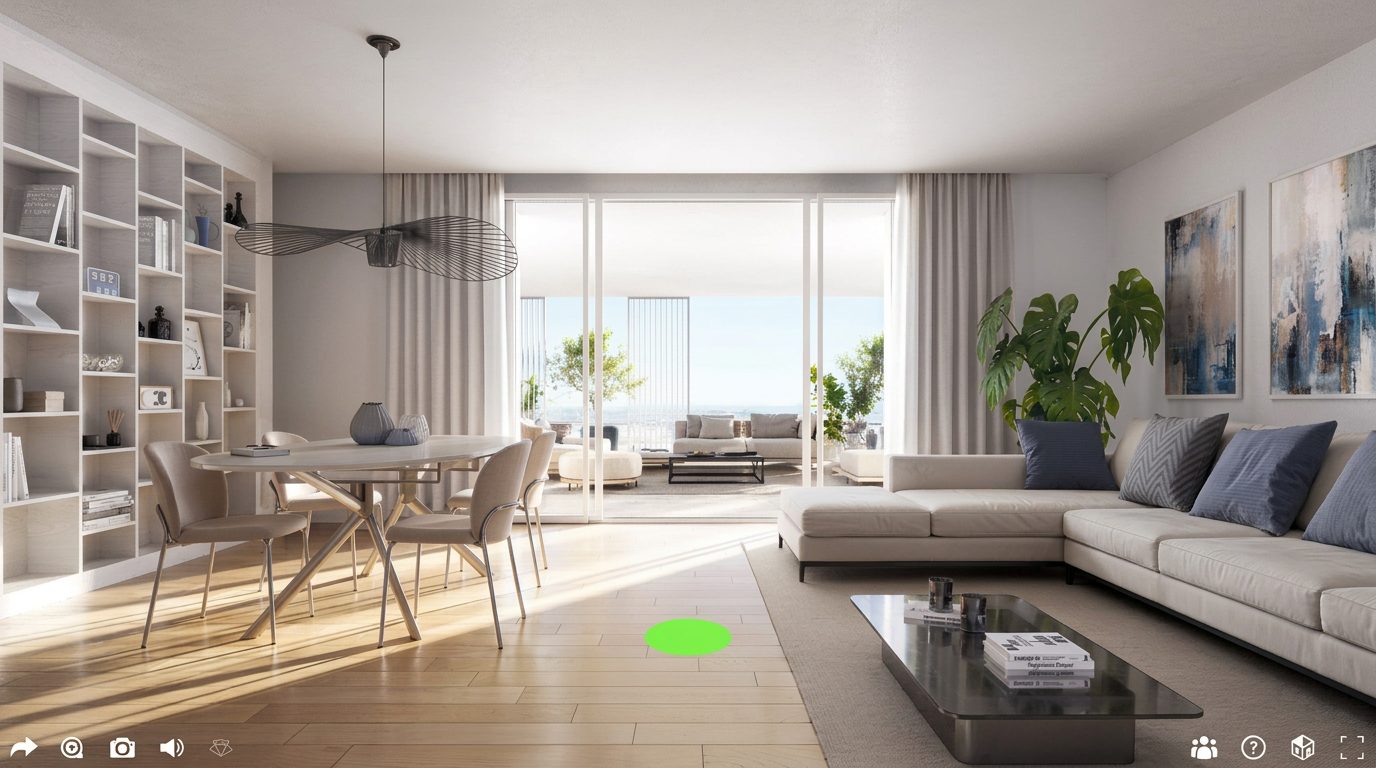 Virtual tour di un soggiorno arredato